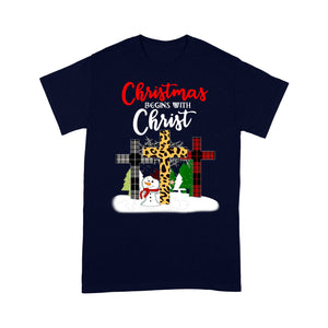 Christmas Begins With Christ Holiday Jesus Tee Shirt Gift For Christmas