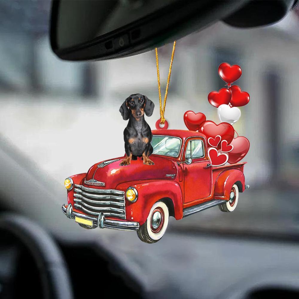 Dachshund 2-Red Sports Car-Two Sided Ornament - Best gifts your whole family