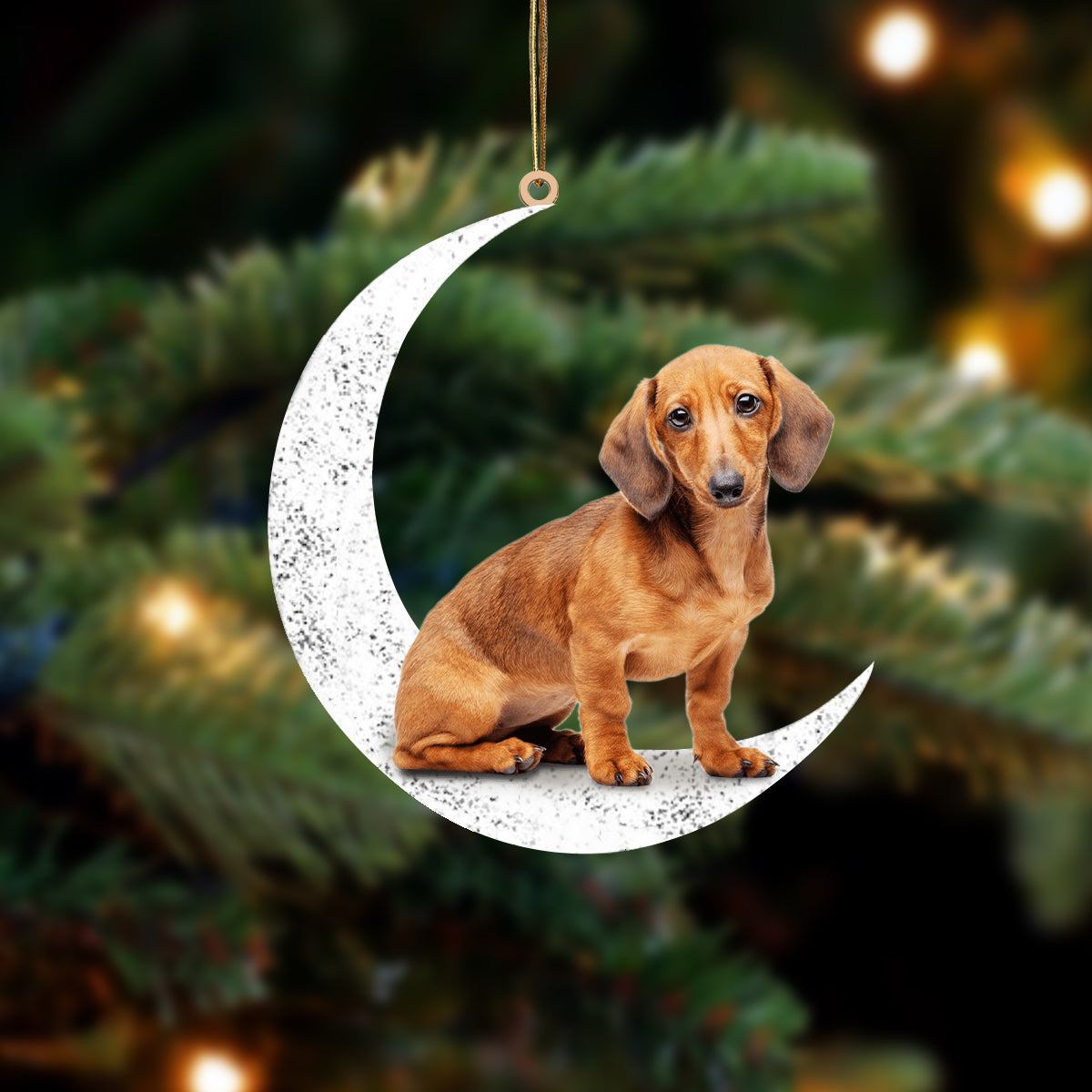 Dachshund 2 Sit On The Moon Two Sided Ornament Dog Hanging Christmas Ornament - Best gifts your whole family