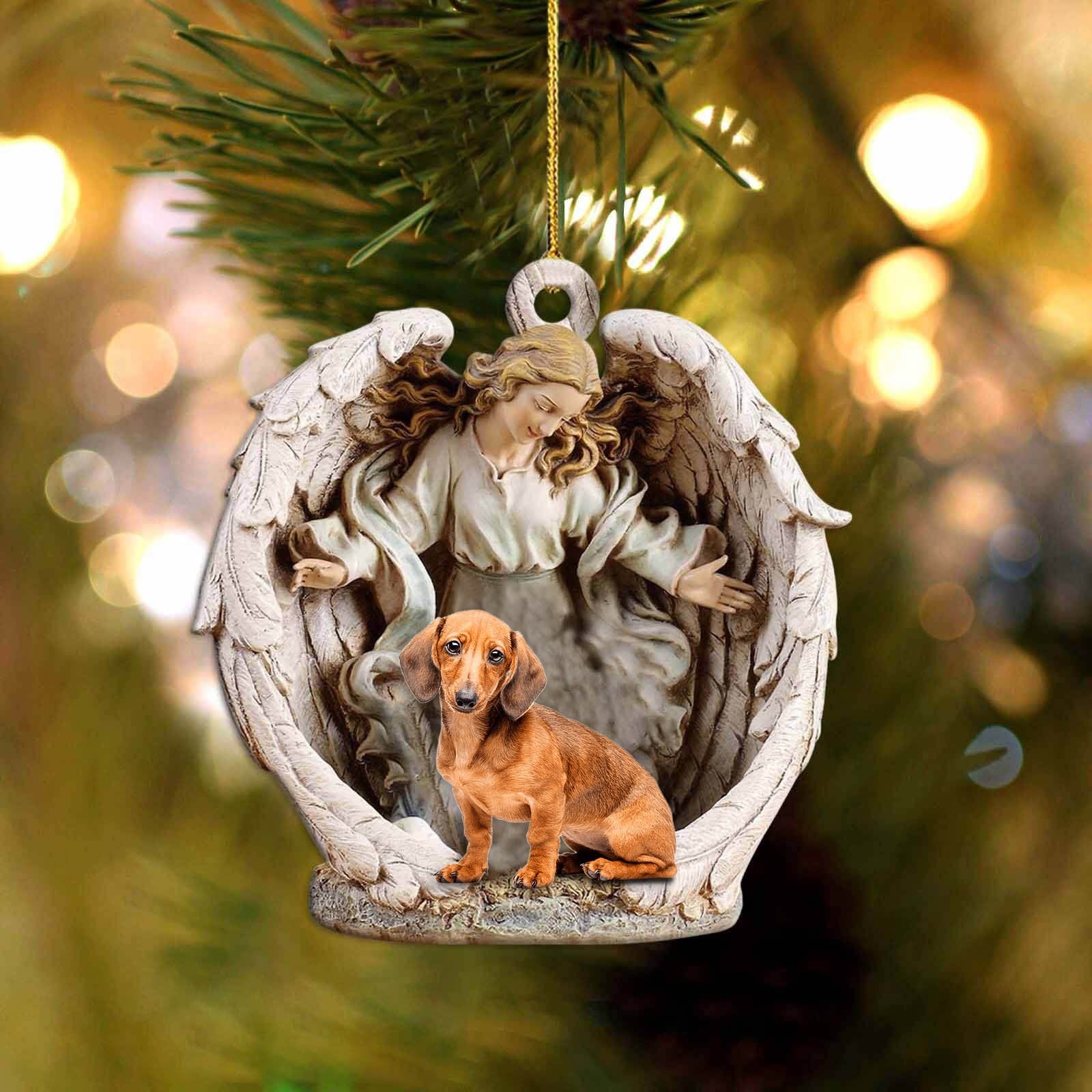Dachshund (7)-Angel Hug Winter Love Two Sided Ornament - Best gifts your whole family