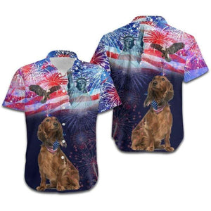 Dachshund Fireworks Independence Day  Hawaiian Shirt | For Men & Women | Adult | HW4270