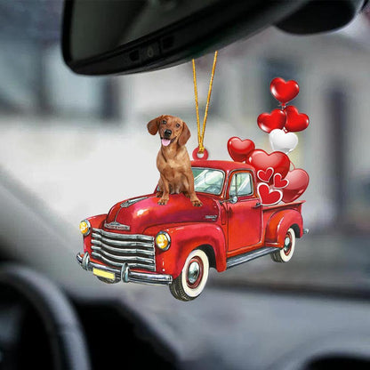 Dachshund-Red Sports Car-Two Sided Ornament - Best gifts your whole family