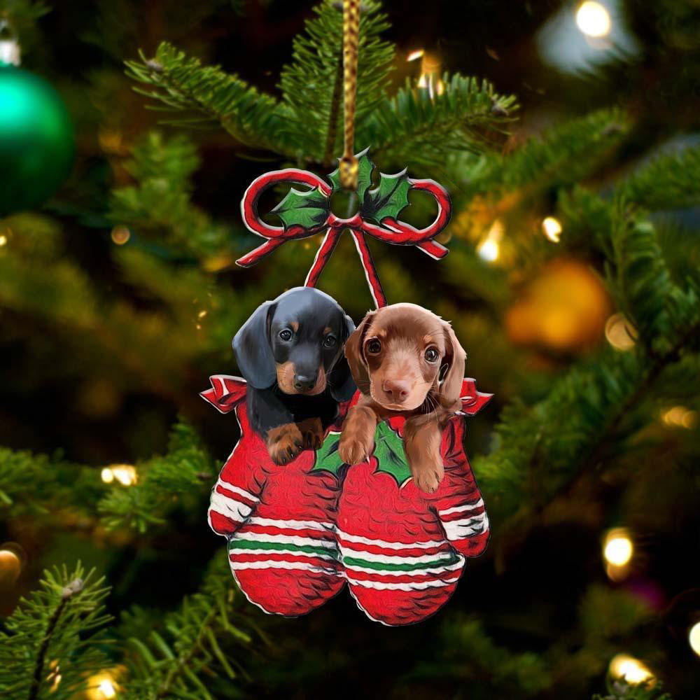 Dachshunds Inside Your Gloves Christmas Holiday-Two Sided Ornament, Christmas Ornament, Car Ornament - Best gifts your whole family