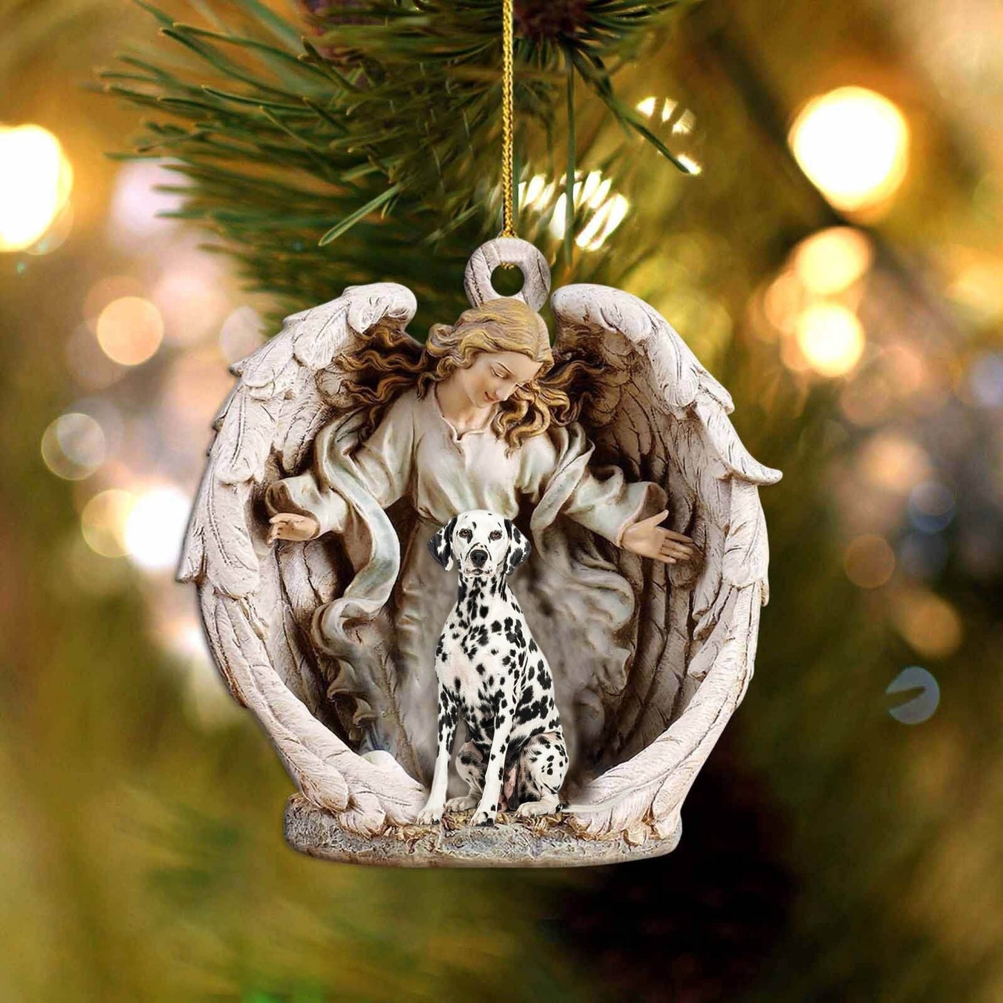 Dalmatian-Angel Hug Winter Love Two Sided Ornament - Best gifts your whole family