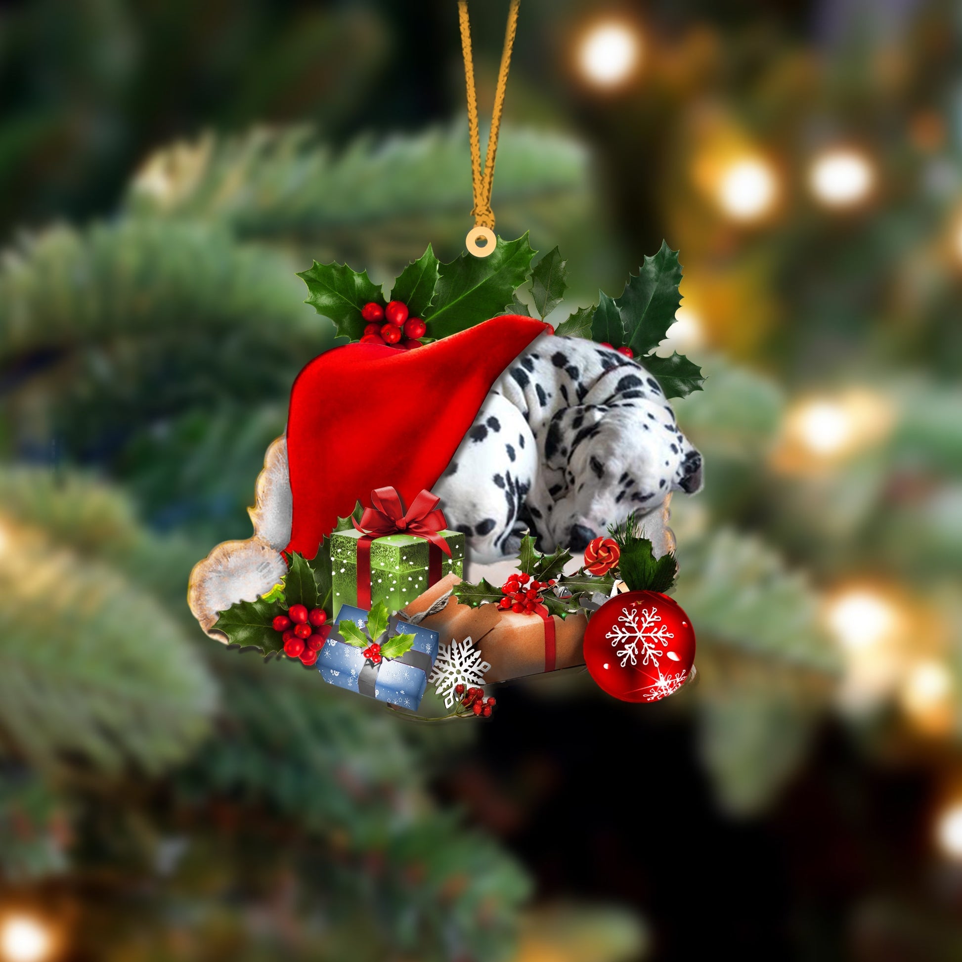Dalmatian-Sleeping In Hat Two Sides Ornament Dog Sleeping Ornament - Best gifts your whole family