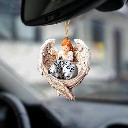 Dalmatian Sleeping Protected By Angel Car Hanging Ornament - Best gifts your whole family