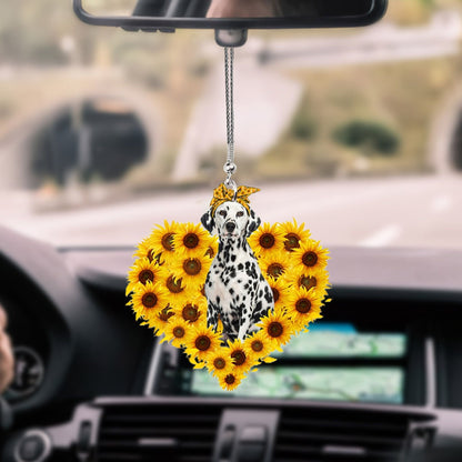 Dalmatian-Sunflower Heart gift Car Ornament - Best gifts your whole family