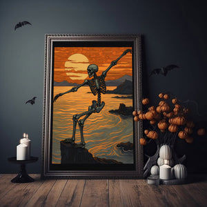 Dancing Skeletons at Sunset, Vintage photography, Art Poster Print, Hallowee Decor, Halloween wall art printable , Scream Movie Poster - Best gifts your whole family