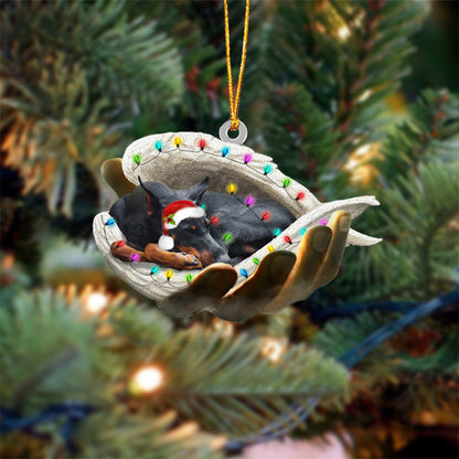 Dashuand (Black And Tan) Long Hair Sleeping Angel In God Hand Christmas Ornament Godmerch Ornament - Best gifts your whole family