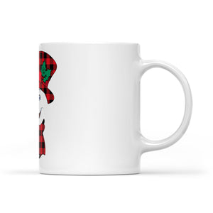 Funny Christmas Snowman Buffalo Plaid Family Holiday Gift  White Mug Gift For Christmas