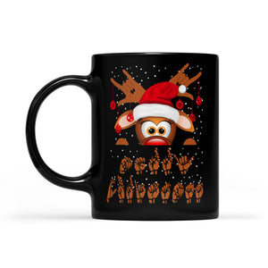 Sign Language Merry Christmas ASL Reindeer Gift -   Black Mug Gift For Christmas