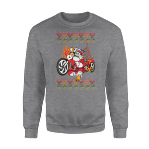 Skull Biker Santa D2 Mens Funny Xmas Sweatshirt Motorcycle Motorbike Ugly - Funny sweatshirt gifts christmas ugly sweater for men and women