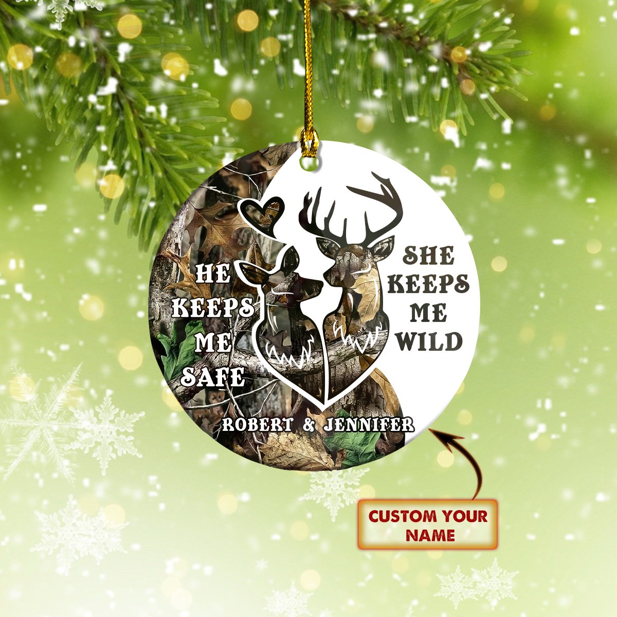Deer - Couple- Custom Ornament - Loop- T2k- 452 Car Ornament - Best gifts your whole family