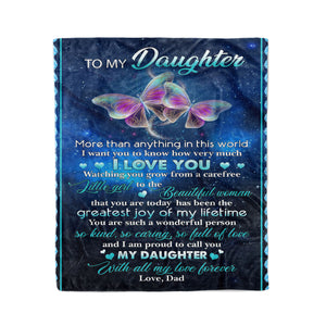 To my daughter more than anything in this world - dad and daughter forever fleece blanket Christmas family blanket gift