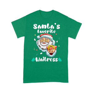 Santa's Favorite Waitress Funny Cute Waitress Christmas Gift - Standard T-shirt  Tee Shirt Gift For Christmas