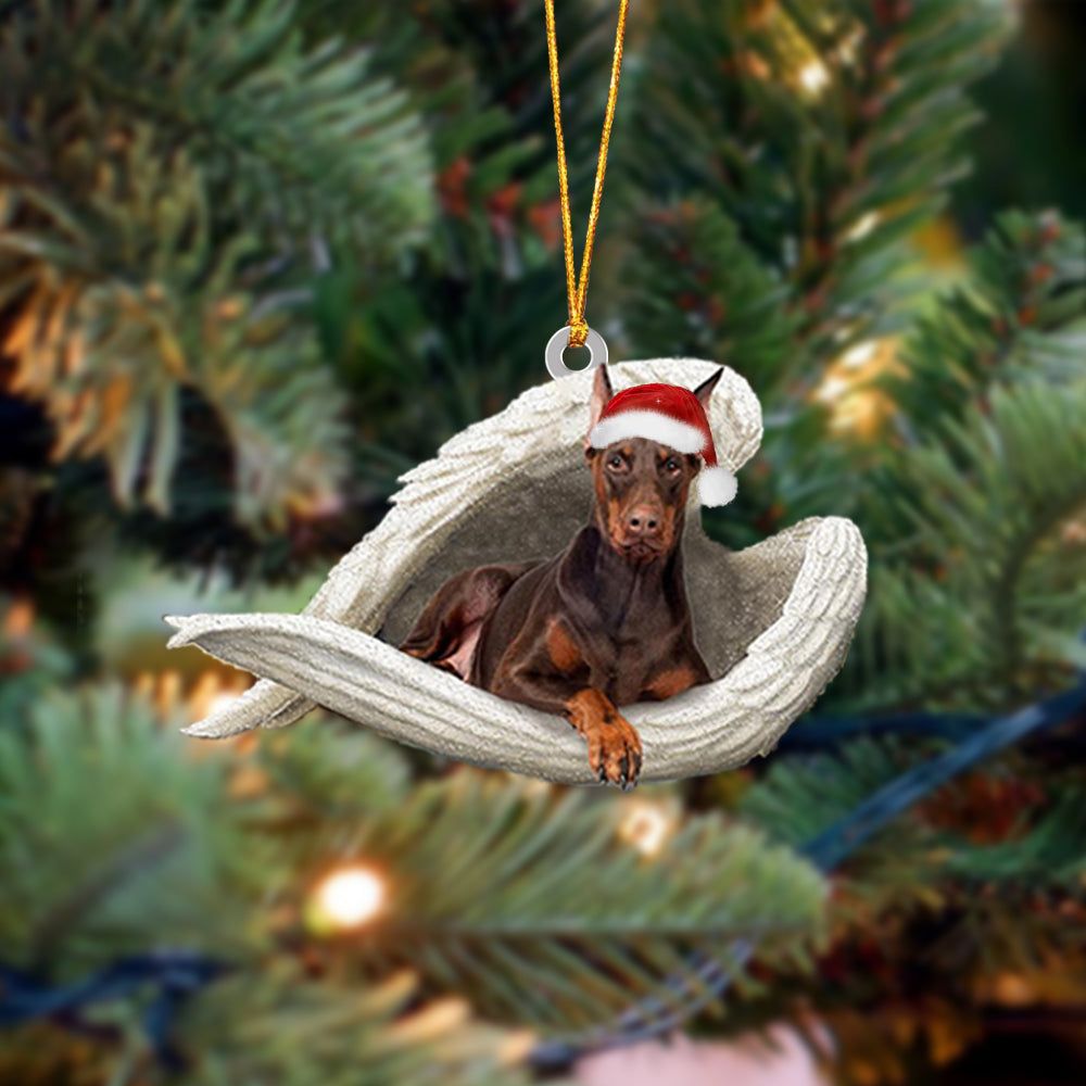 Dobermann (Brown) Sleeping Angel Christmas Ornament Godmerc - Best gifts your whole family