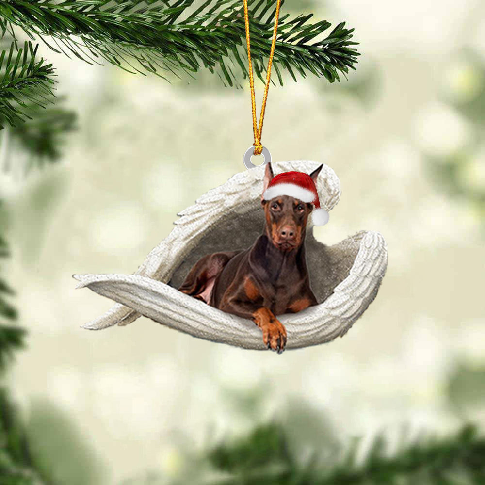 Dobermann (Brown) Sleeping Angel Christmas Ornament Godmerc - Best gifts your whole family