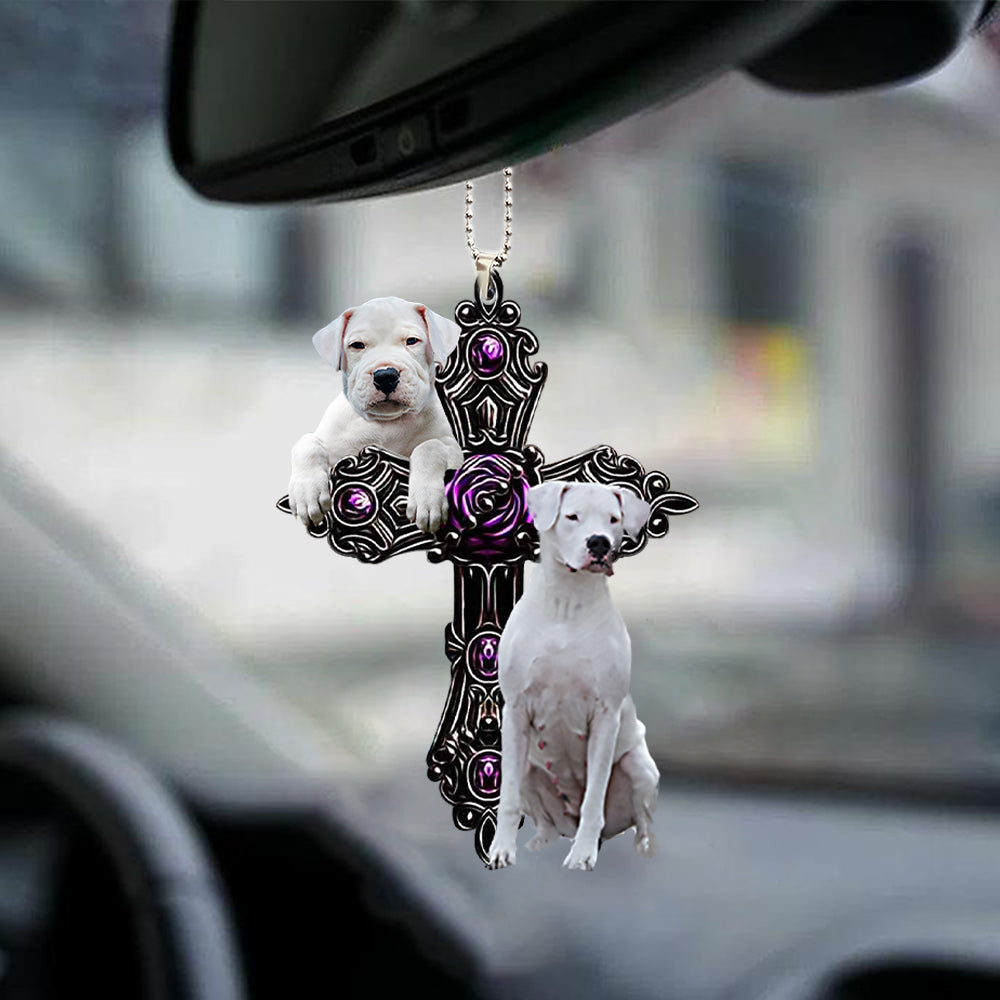 Dogo Argentino Pray For God Car Hanging Ornament Dog Pray For God Ornament Godmerc - Best gifts your whole family