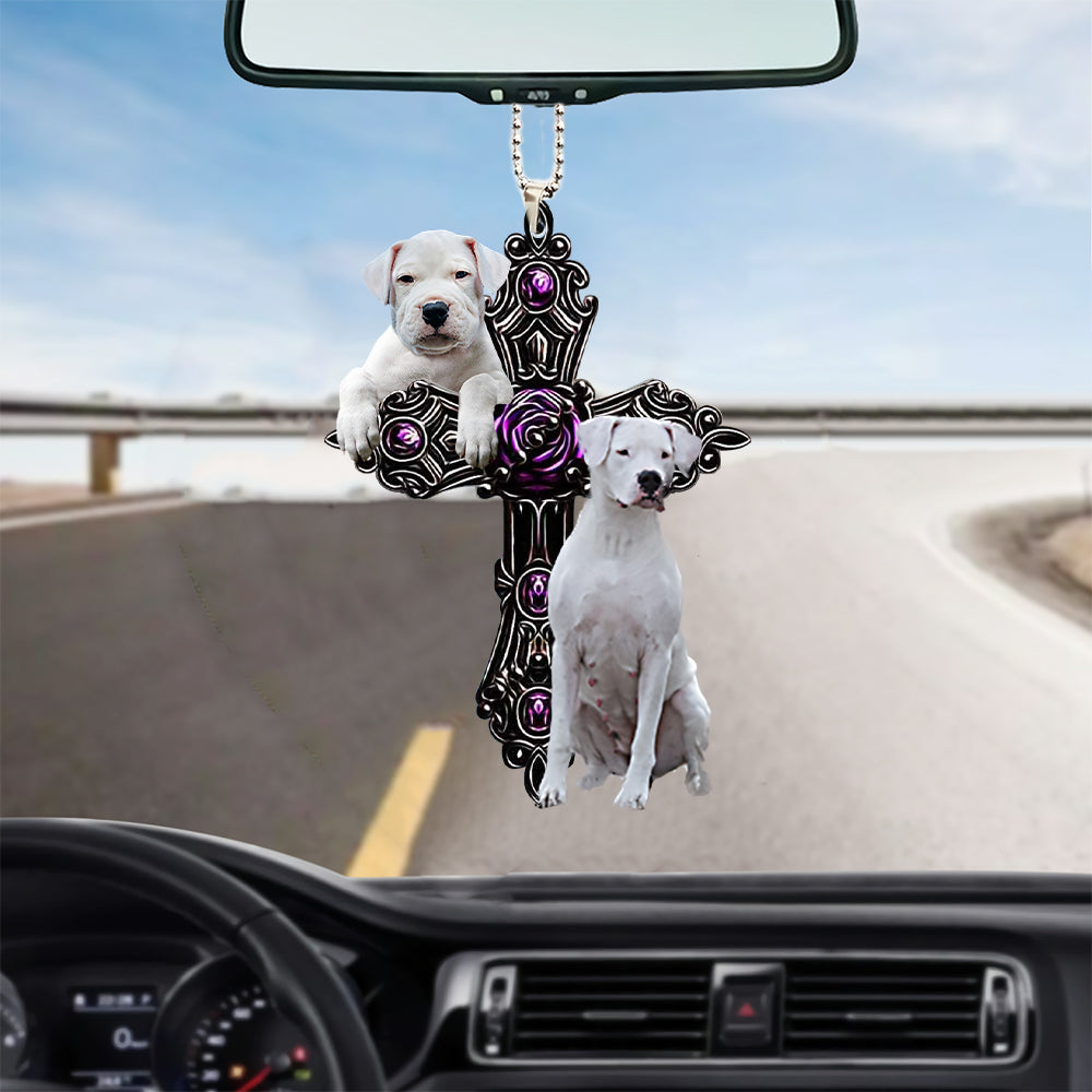 Dogo Argentino Pray For God Car Hanging Ornament Dog Pray For God Ornament Godmerc - Best gifts your whole family