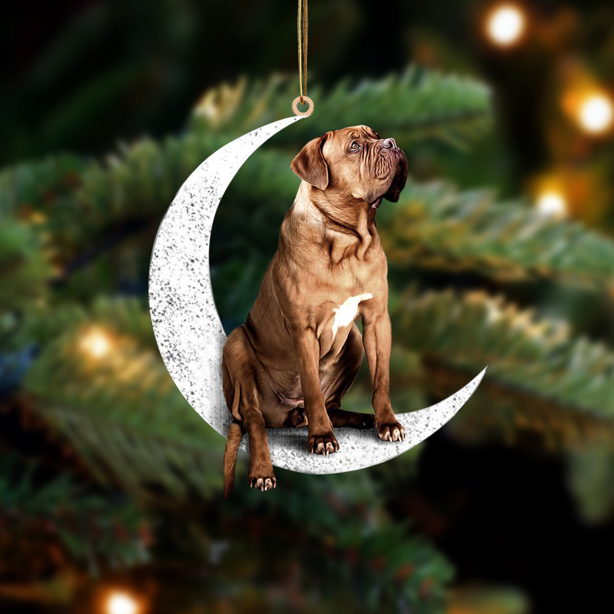 Dogue De Bordeaux Sit On The Moon Two Sided Ornament Dog Hanging Christmas Ornament - Best gifts your whole family