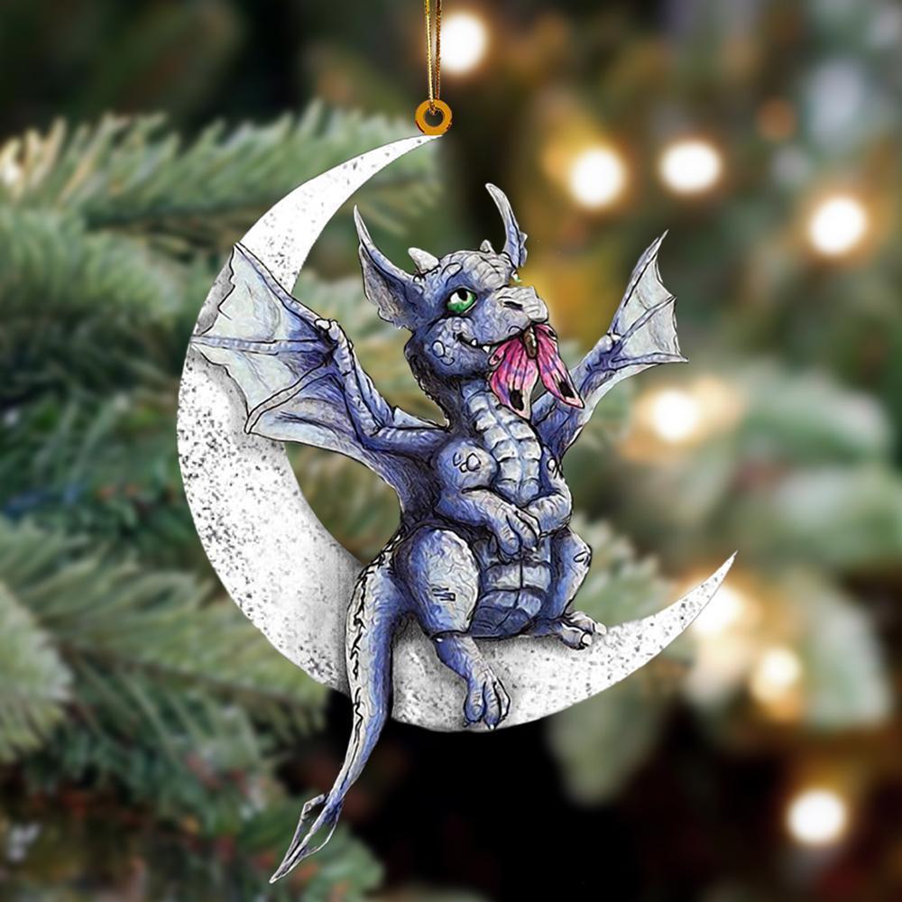Dragon Sits On The Moon Hanging Ornament Christmas Decoration Godmerc - Best gifts your whole family