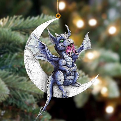 Dragon Sits On The Moon Hanging Ornament Christmas Decoration Godmerc - Best gifts your whole family