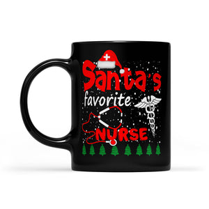 Santa's Favorite Nurse Funny Christmas Gift -   Black Mug Gift For Christmas