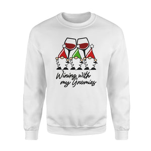 Wining with my Gnomies . Christmas wine glass Gnomes - funny sweatshirt gifts christmas ugly sweater for men and women