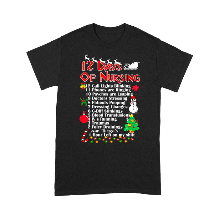 12 Days of Nursing Nursemas Tee Funny Christmas T-shirt