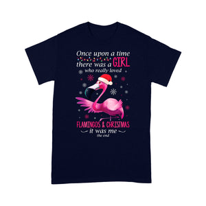 Once Upon A Time There Was A Girl Funny Flamingos Christmas  Tee Shirt Gift For Christmas