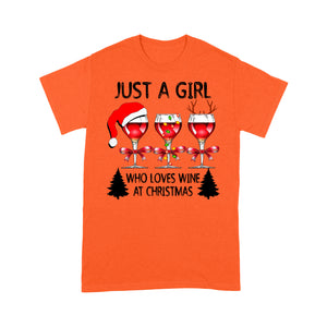 Just A Girl Who Loves Wine At Christmas Funny Gift  Tee Shirt Gift For Christmas