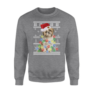 I want a Shih Tzu for my Christmas best gift for love - funny sweatshirt dog lovers christmas ugly sweatshirt