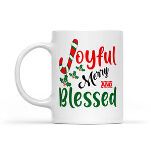 Joyful Merry and Blessed Christmas.  White Mug Gift For Christmas