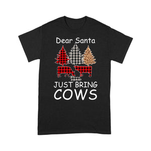Dear Santa Just Bring Cows Funny Christmas Buffalo Plaid. Tee Shirt Gift For Christmas