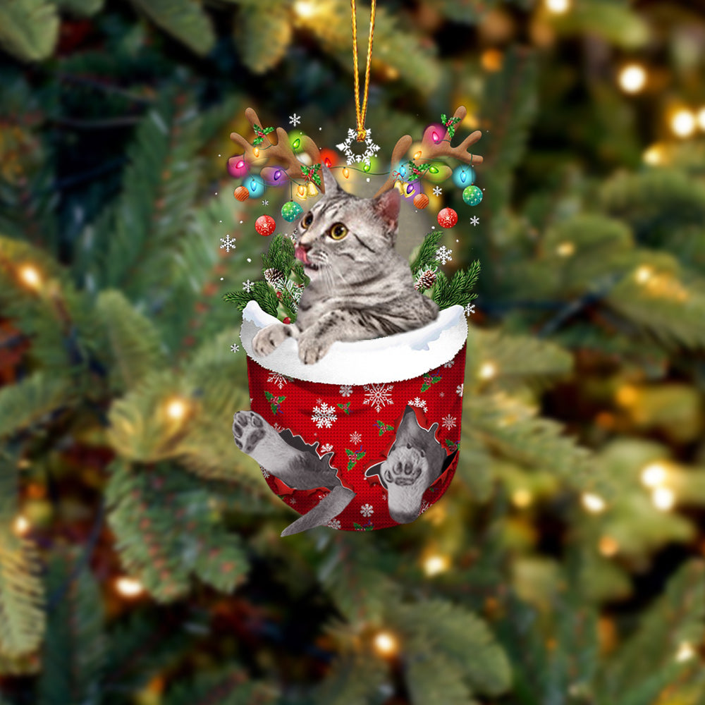 Egyptian Mau In Snow Pocket Christmas Ornament - Best gifts your whole family