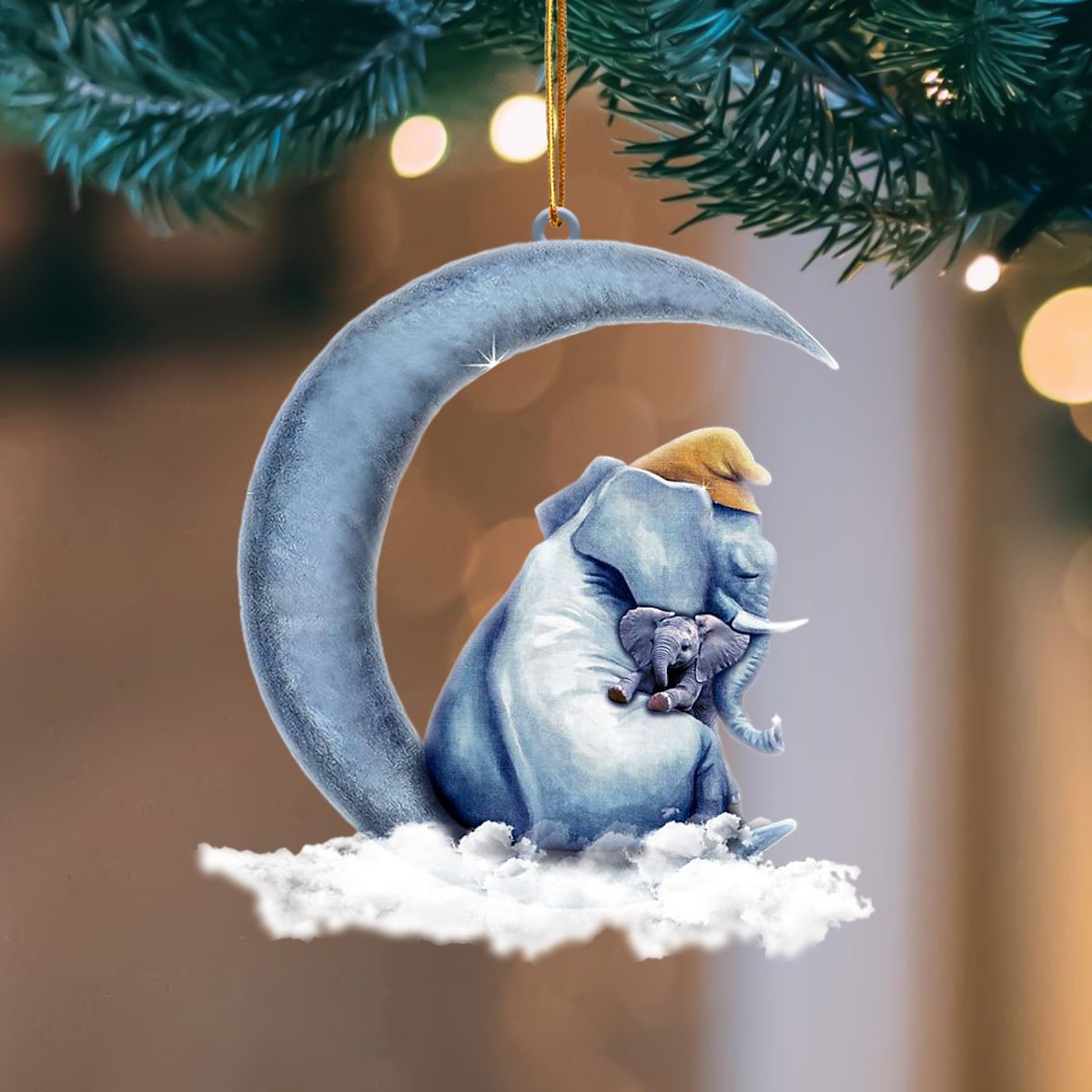 Elephant Blue Moon Hanging Ornament, Animal Christmas Ornaments - Best gifts your whole family