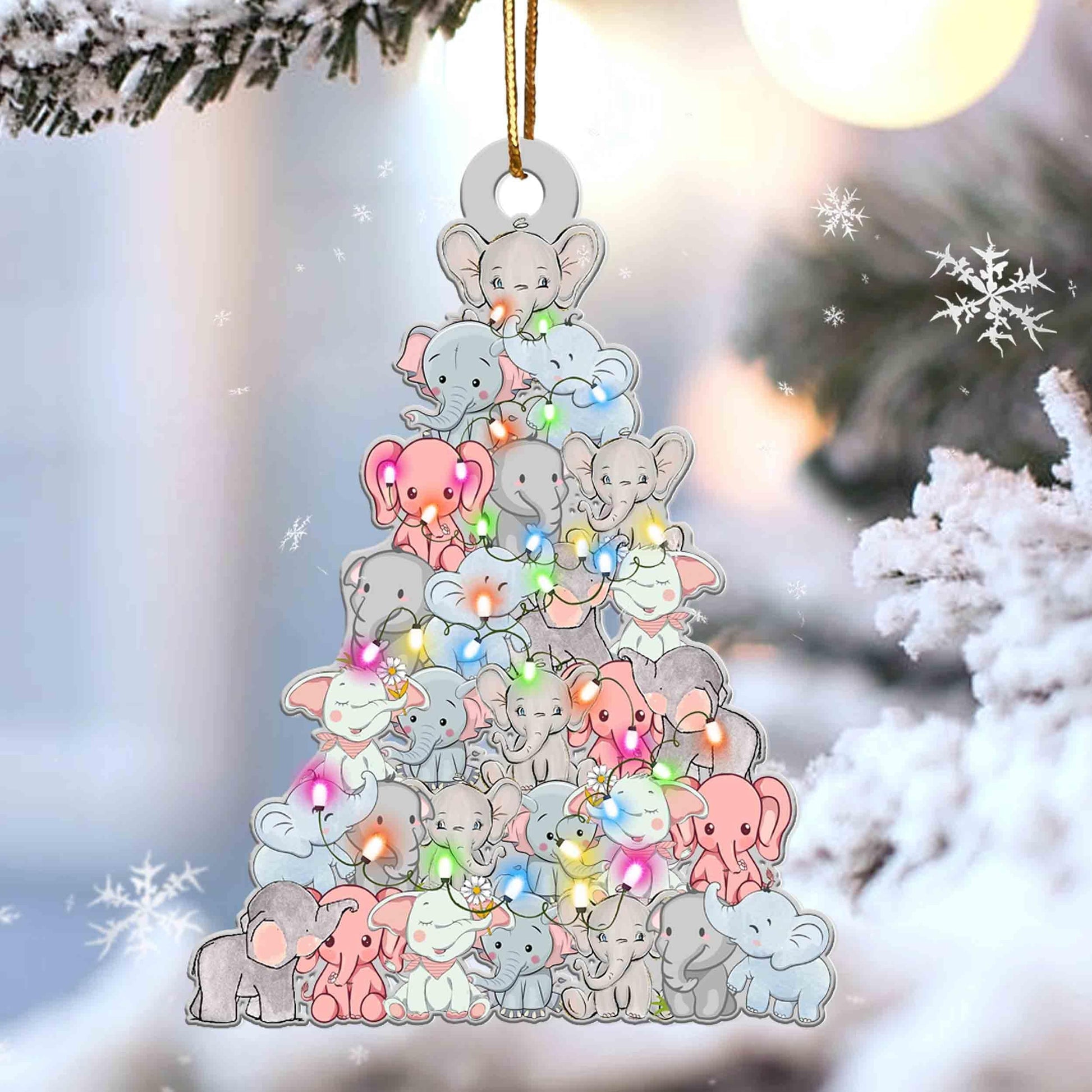 Elephant Lovely Tree Gift For Elephant Lover Ornament - Best gifts your whole family