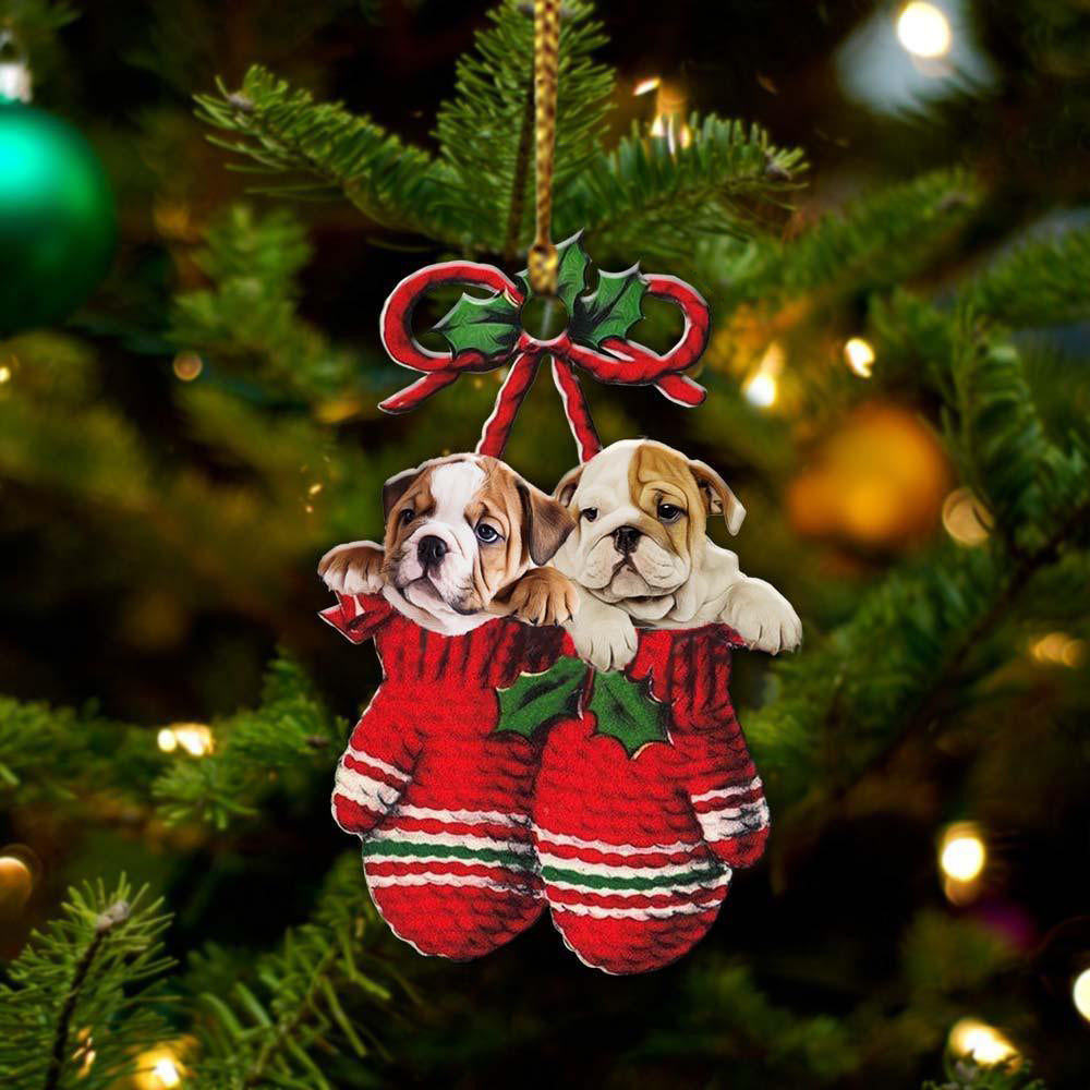 English Bulldog Inside Your Gloves Christmas Holiday-Two Sided Ornament Christmas 2022 Ornament Gift - Best gifts your whole family