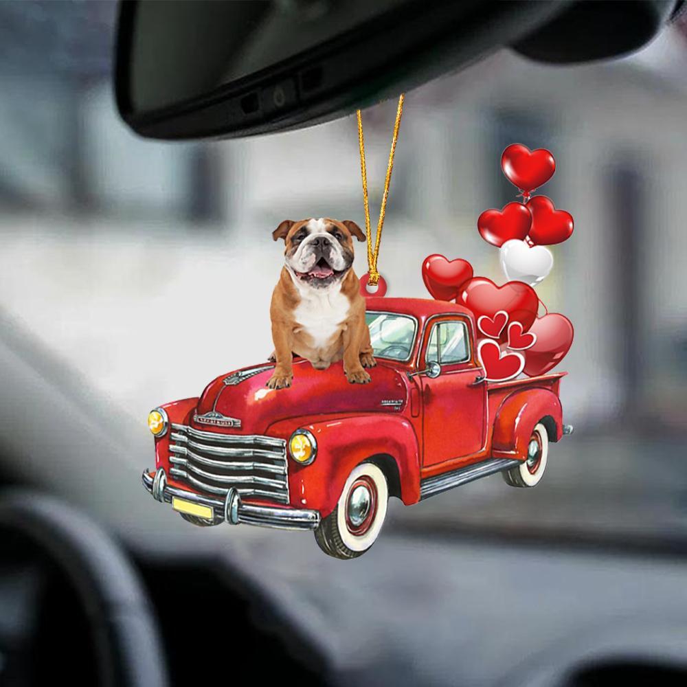 English Bulldog-Red Sports Car-Two Sided Ornament - Best gifts your whole family