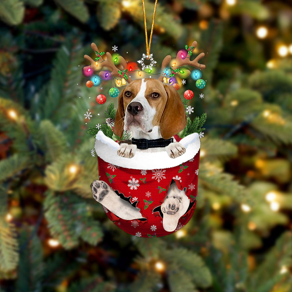English Pointer In Snow Pocket Christmas Ornament Flat Acrylic Dog Ornament - Best gifts your whole family