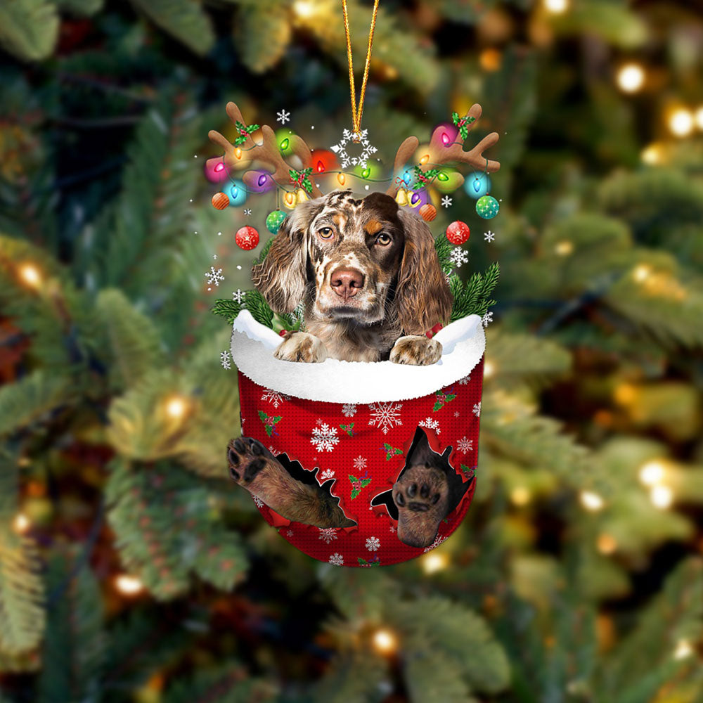 English Setter 1 In Snow Pocket Christmas Ornament Flat Acrylic Dog Ornament - Best gifts your whole family