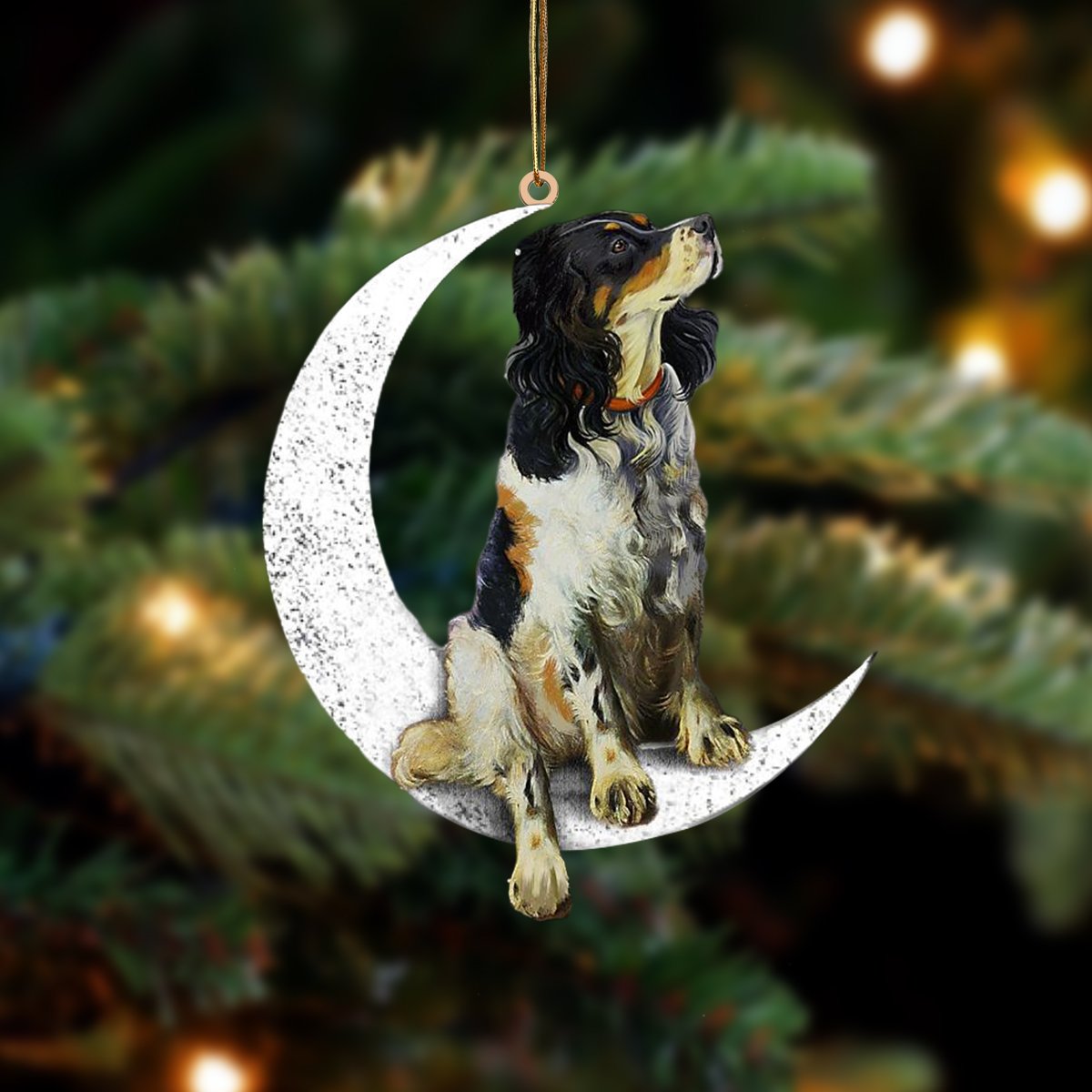 English Setter-Sit On The Moon-Two Sided Ornament - Best gifts your whole family
