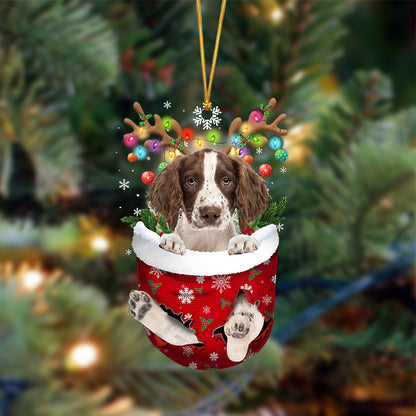 English Springer Spaniel-In Christmas Pocket Two Sides Ornament, Christmas Dog Hanging Ornament - Best gifts your whole family
