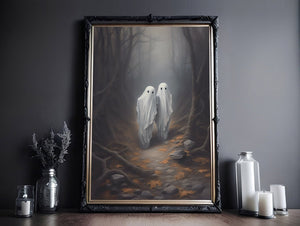 Enigmatic Ghosts Exploring The Forest, Vintage Poster, Dark Academia, Haunting Ghost, Halloween Decor, Dark Academia Room Decor - Best gifts your whole family