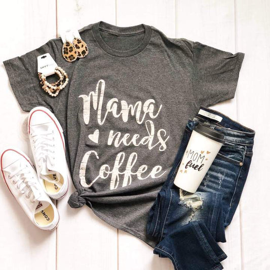 Envy Stylz Boutique Women Apparel Shirts T-shirts Mama Needs Coffee Graphic Tee T-shirt