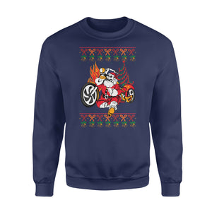 Skull Biker Santa D2 Mens Funny Xmas Sweatshirt Motorcycle Motorbike Ugly - Funny sweatshirt gifts christmas ugly sweater for men and women