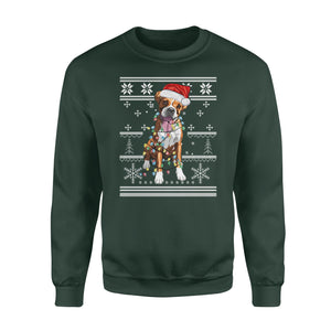 Boxer with christmas light sweater for dog lovers funny sweatshirt gifts christmas ugly sweater for men and women