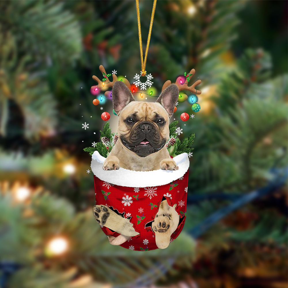 Fawn French Bulldog-In Christmas Pocket Two Sides Ornament, Christmas Dog Hanging Ornament - Best gifts your whole family