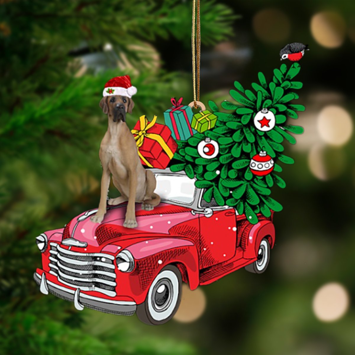 Fawn Great Dane-Pine Truck Hanging Ornament - Best gifts your whole family