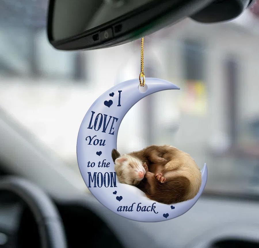 Ferret Moon Back Ferret Lover Two Sided Ornament - Best gifts your whole family